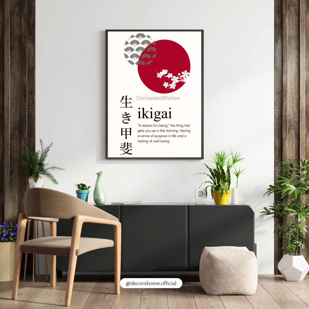 Ikigai Japanese Motivation Poster | Minimalist Zen Wall Art by DecorxHome