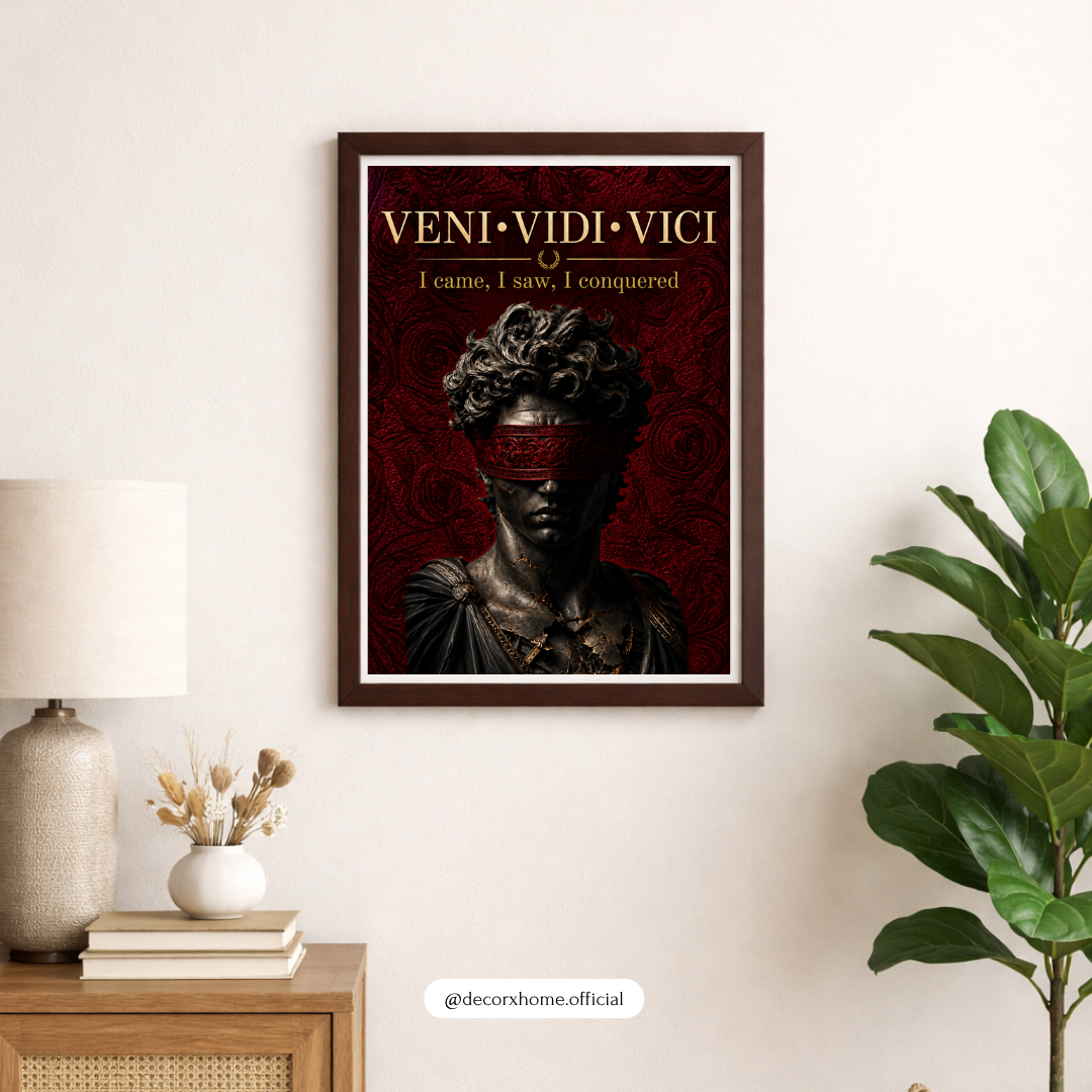 Veni Vidi Vici – I Came, I Saw, I Conquered | Roman Warrior Motivational Wall Poster | Decorexhome
