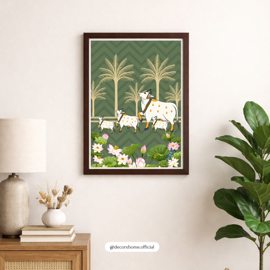 Lotus Grove Heritage Poster – Traditional Indian Folk Art Wall Decor