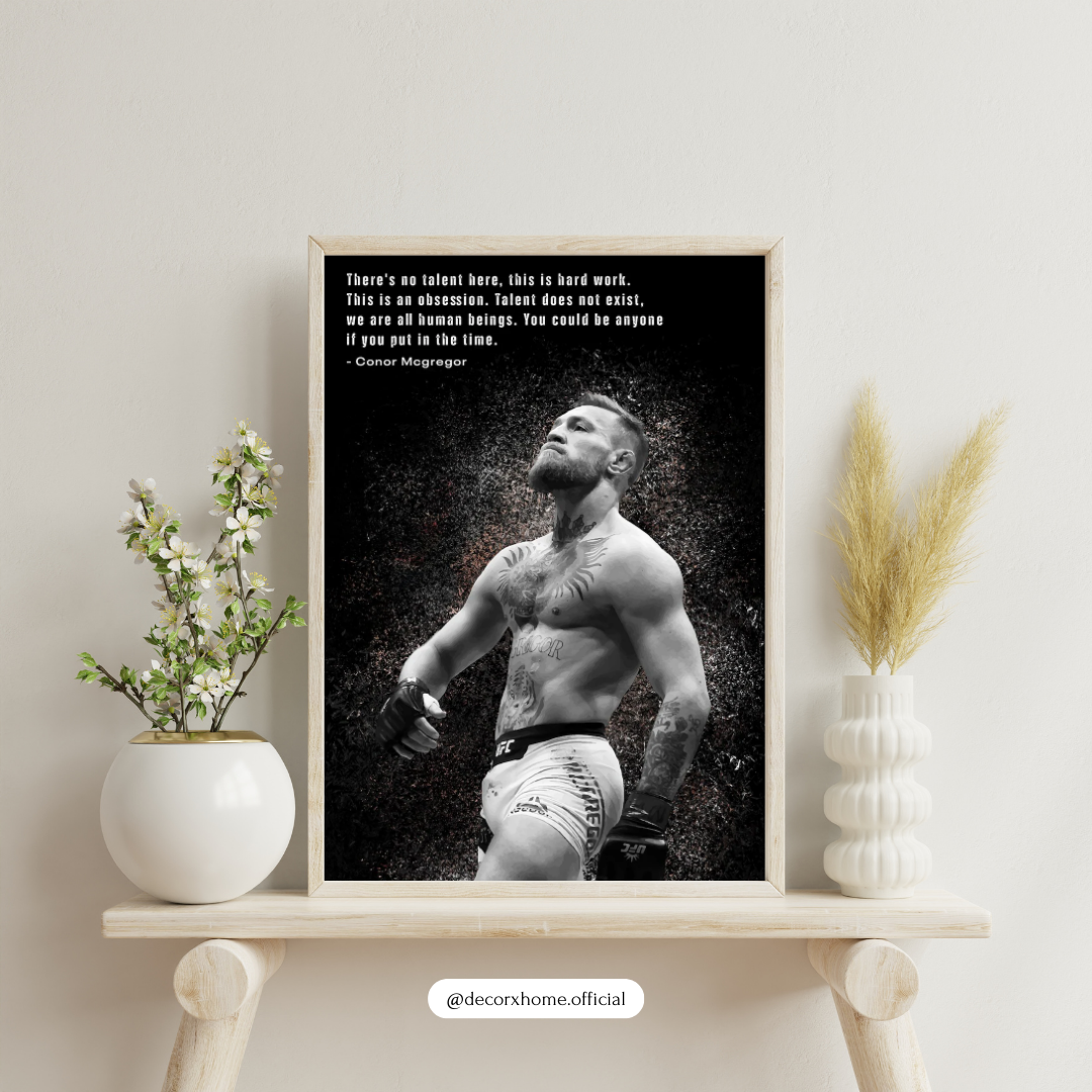 Hard Work Over Talent Motivational Poster | Fighter Inspiration Wall Art | Decorxhome