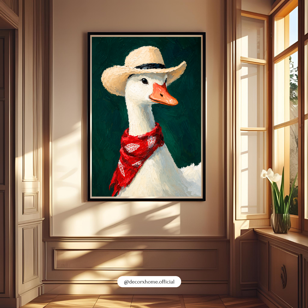 Cowboy Goose Wall Poster | Whimsical Animal Art by DecorxHome