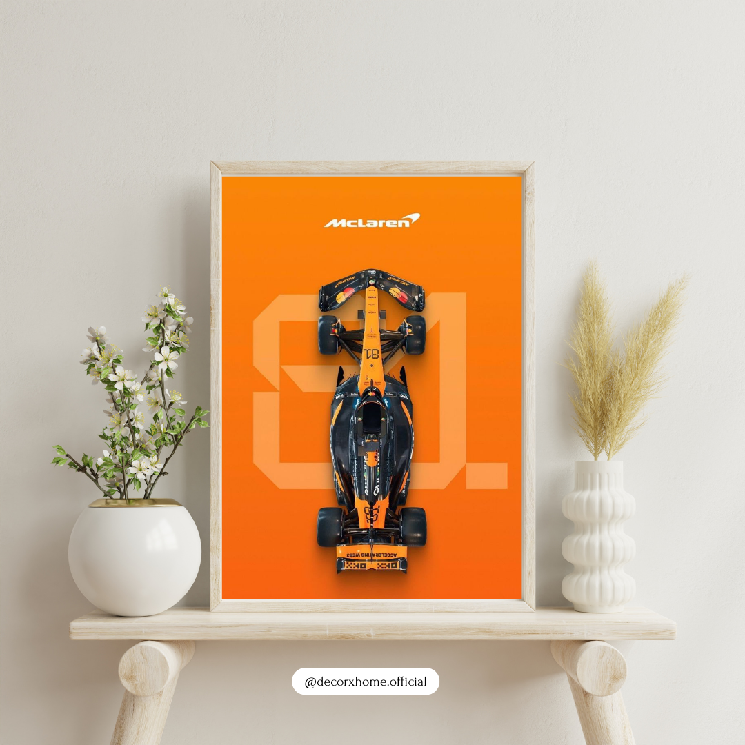 F1 - Orange Velocity – Formula Racing Car Top-View Wall Poster