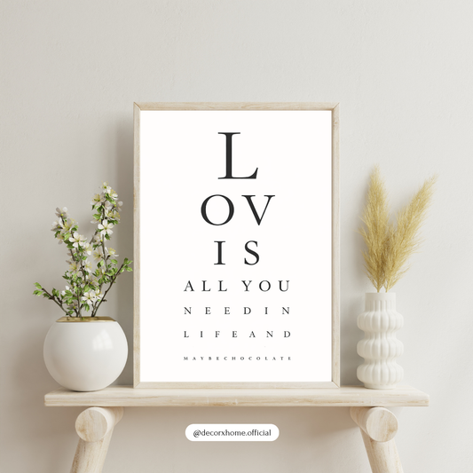 “Love Is All You Need” Minimal Typography Wall Art | Elegant Motivational Poster | Decorxhome