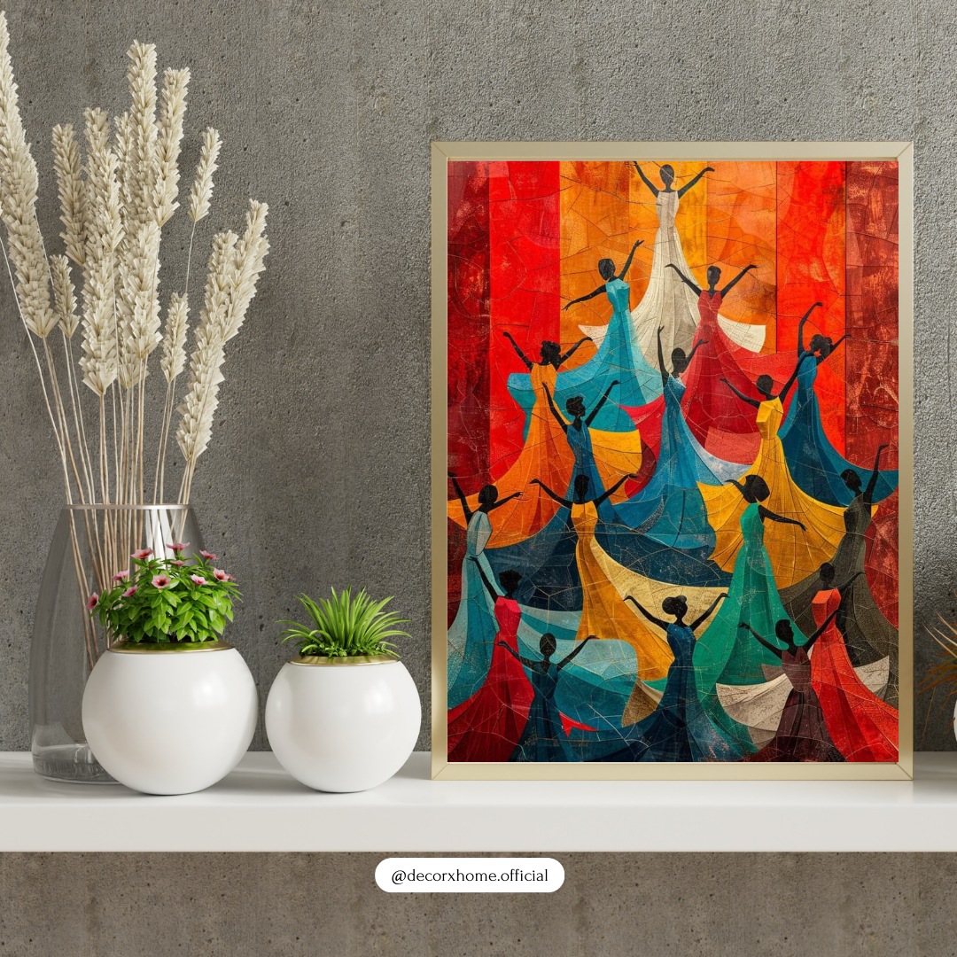 Colorful Dancers Abstract Poster – Vibrant Movement Art Wall Decor