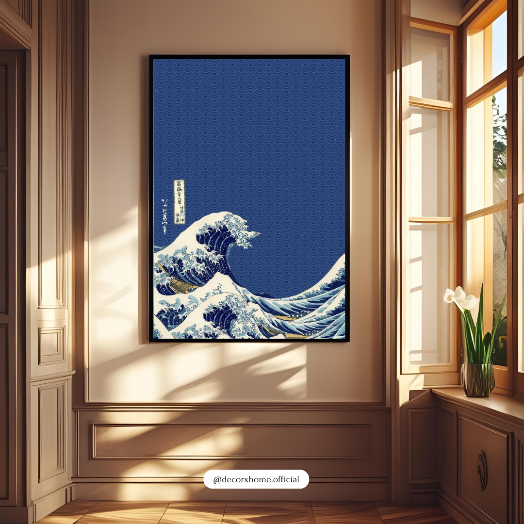 The Great Wave – Japanese Minimal Art Wall Poster (Deep Blue Edition)