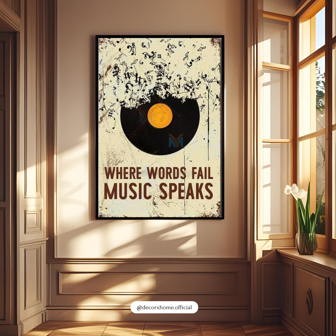 Where Words Fail, Music Speaks – Vintage Vinyl Art Wall Poster