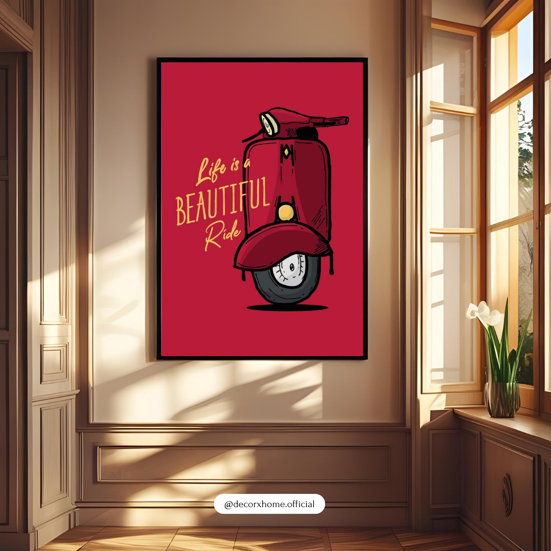 Life Is a Beautiful Ride – Retro Scooter Art Wall Poster