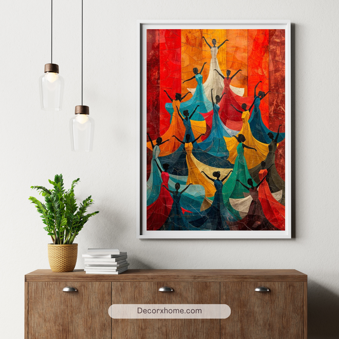 Colorful Dancers Abstract Poster – Vibrant Movement Art Wall Decor