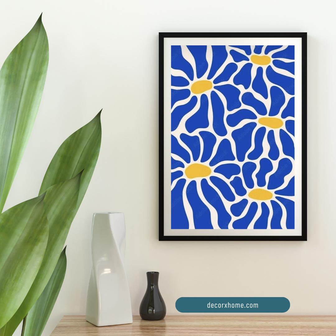 Blue Bloom Harmony – Abstract Floral Pattern Wall Poster