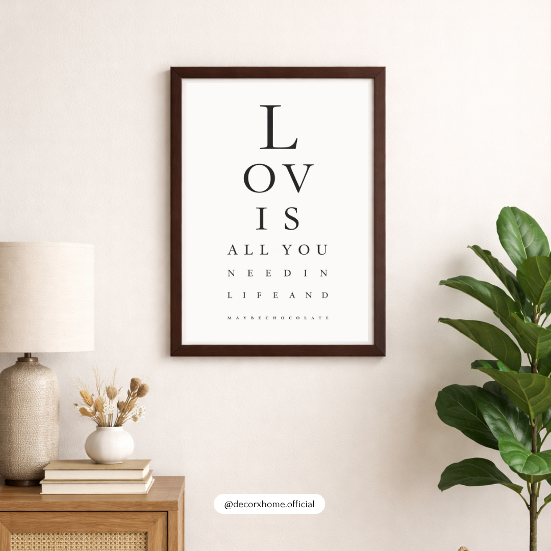 “Love Is All You Need” Minimal Typography Wall Art | Elegant Motivational Poster | Decorxhome