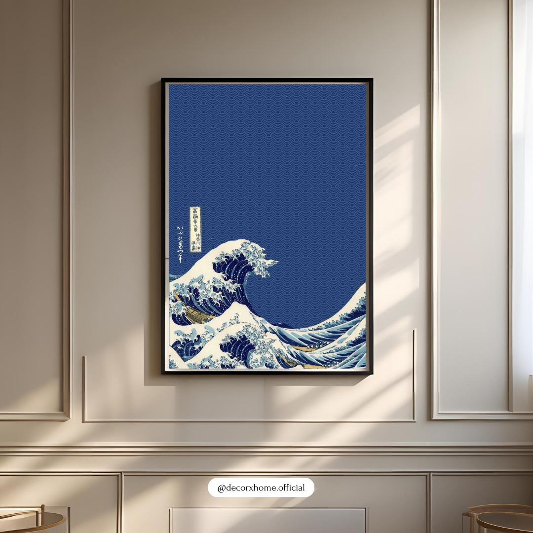 The Great Wave – Japanese Minimal Art Wall Poster (Deep Blue Edition)