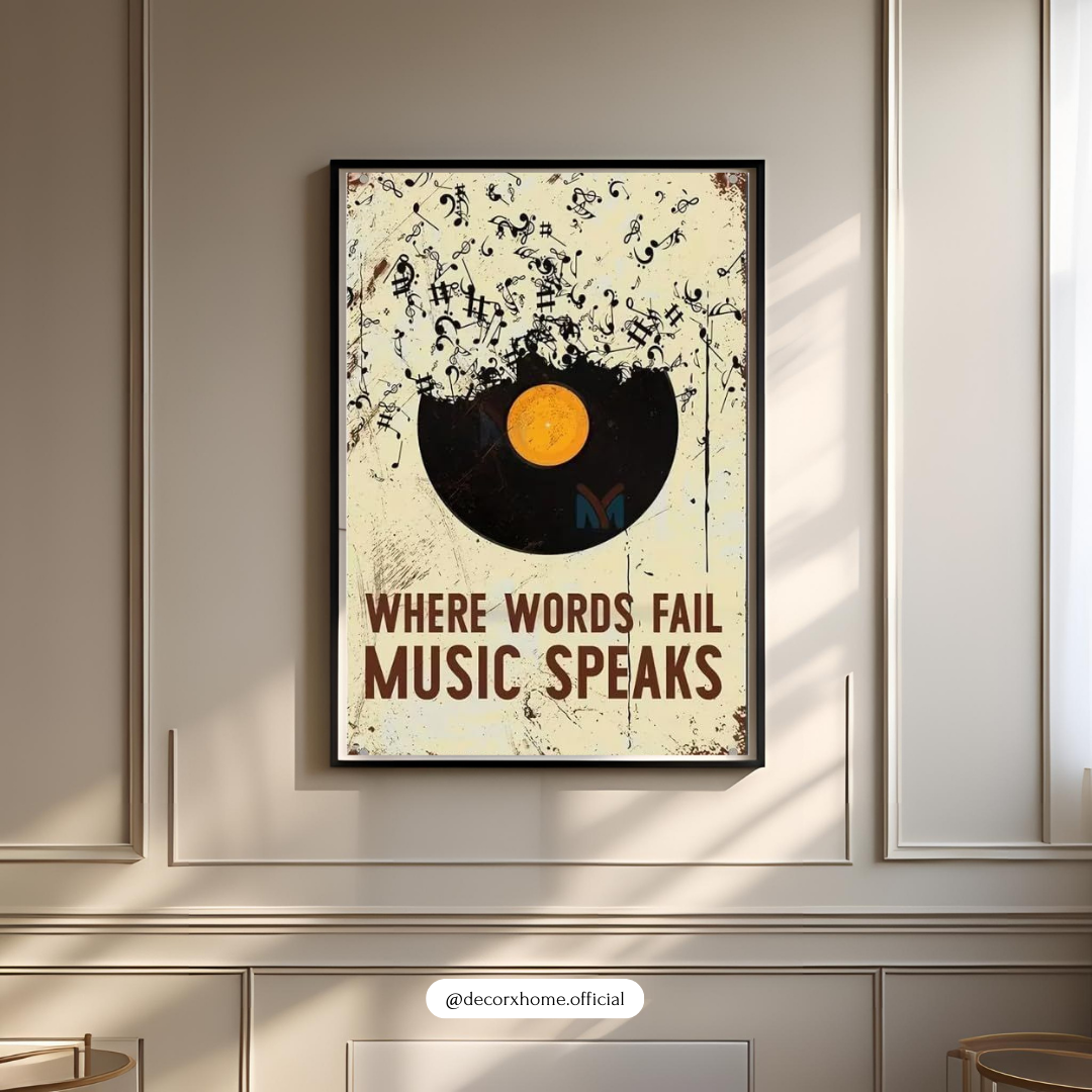 Where Words Fail, Music Speaks – Vintage Vinyl Art Wall Poster