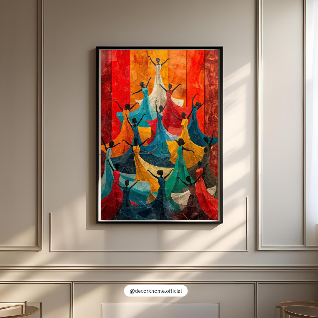 Colorful Dancers Abstract Poster – Vibrant Movement Art Wall Decor
