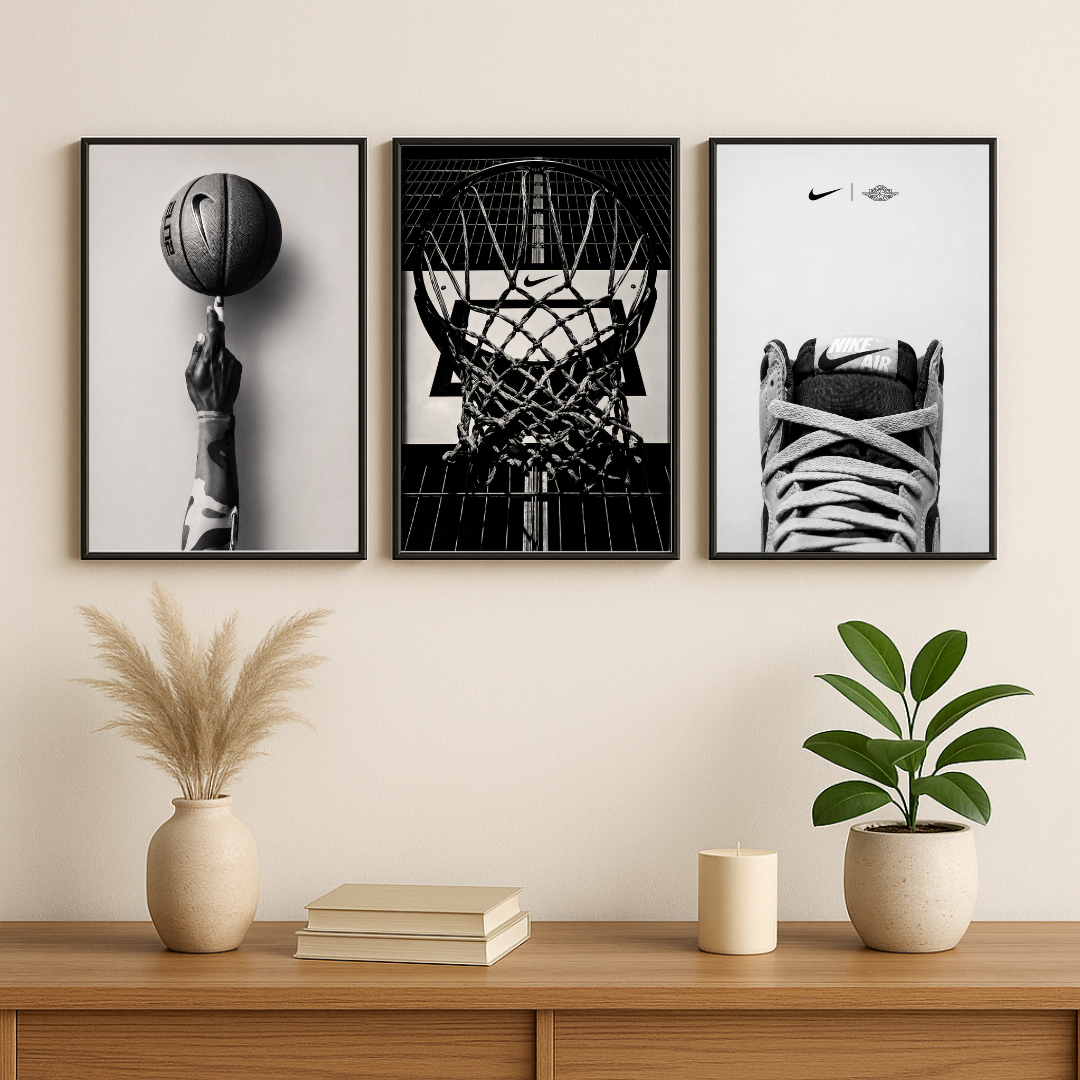 Basketball Legends Monochrome Wall Art Set | Sports-Inspired Gallery Prints (Set of 3) by Decorxhome