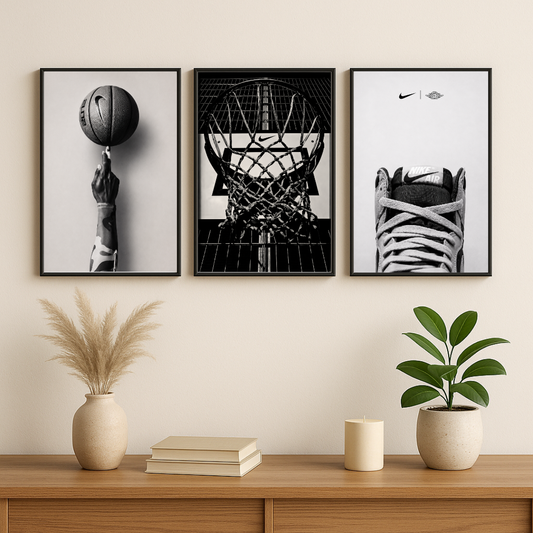 Basketball Legends Monochrome Wall Art Set | Sports-Inspired Gallery Prints (Set of 3) by Decorxhome