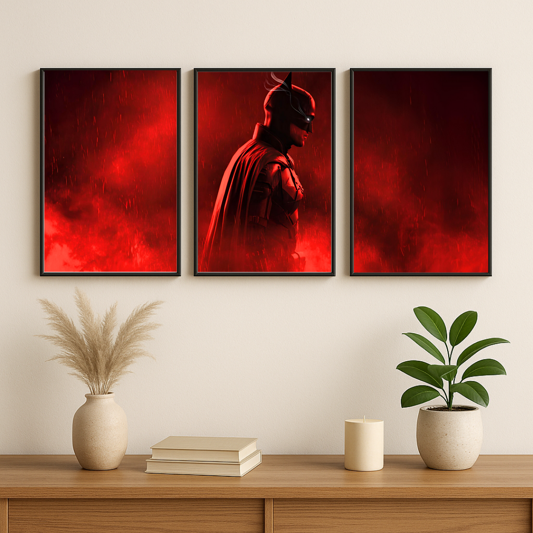 🦇 Dark Knight 3-Panel Wall Art | Epic Superhero Canvas Set