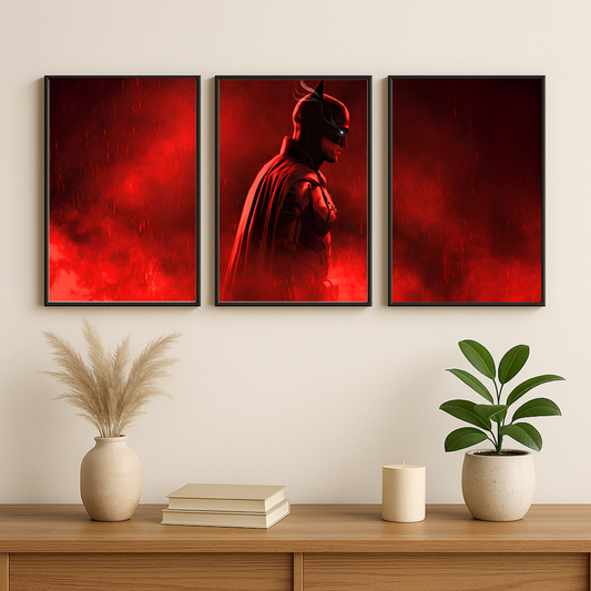 🦇 Dark Knight 3-Panel Wall Art | Epic Superhero Canvas Set