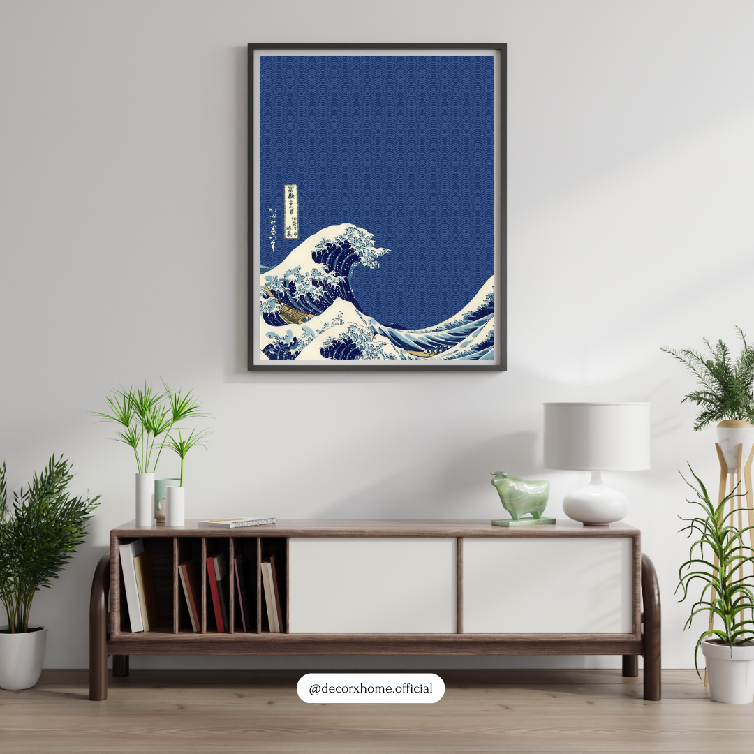 The Great Wave – Japanese Minimal Art Wall Poster (Deep Blue Edition)