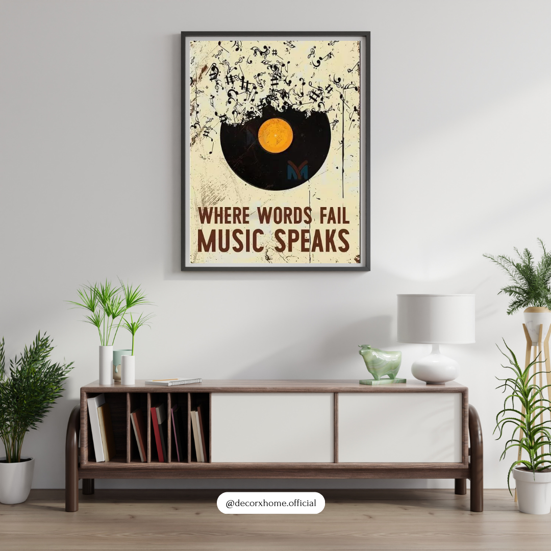 Where Words Fail, Music Speaks – Vintage Vinyl Art Wall Poster