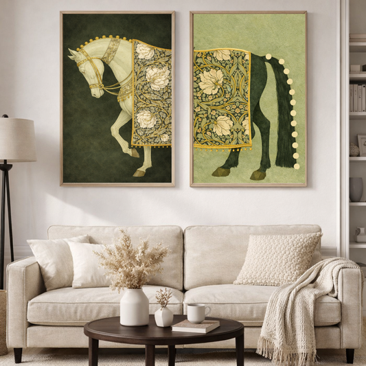 Vintage Royal Horse Wall Art Set – Classical Decorative Horse Poster Duo (Set of 2) | Decorxhome